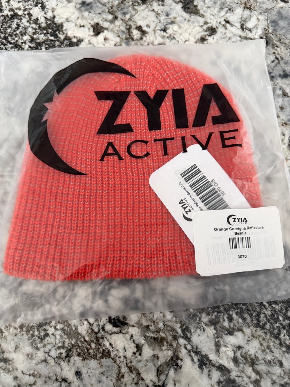 ZYIA Orange Reflective Knit Beanie